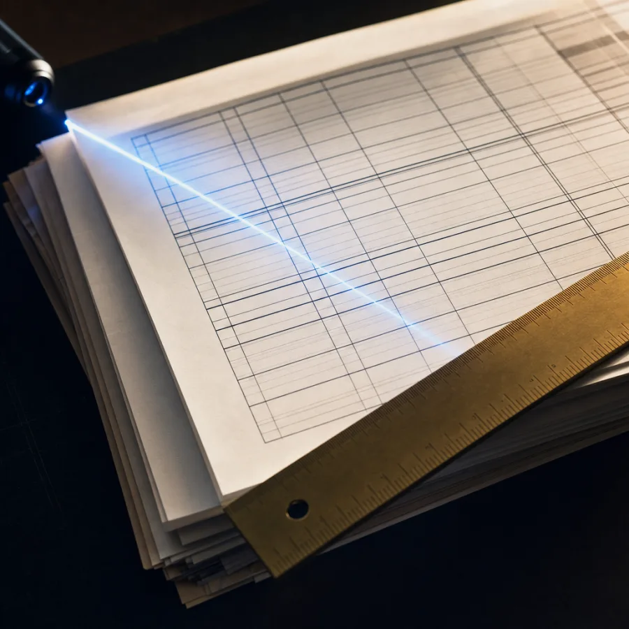 Documents under a scanning beam of light