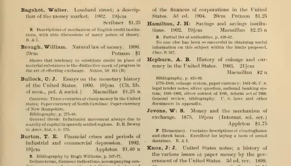 A dense two-column page from the 1904 A.L.A. annotated catalog