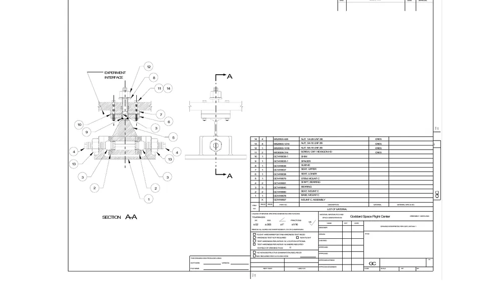 A NASA mechanical engineering drawing